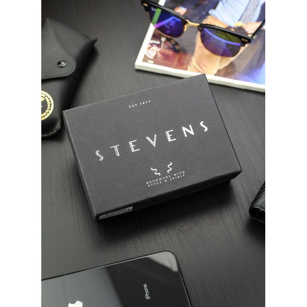 Vyriška odinė piniginė Stevens 325A Carbon, juoda