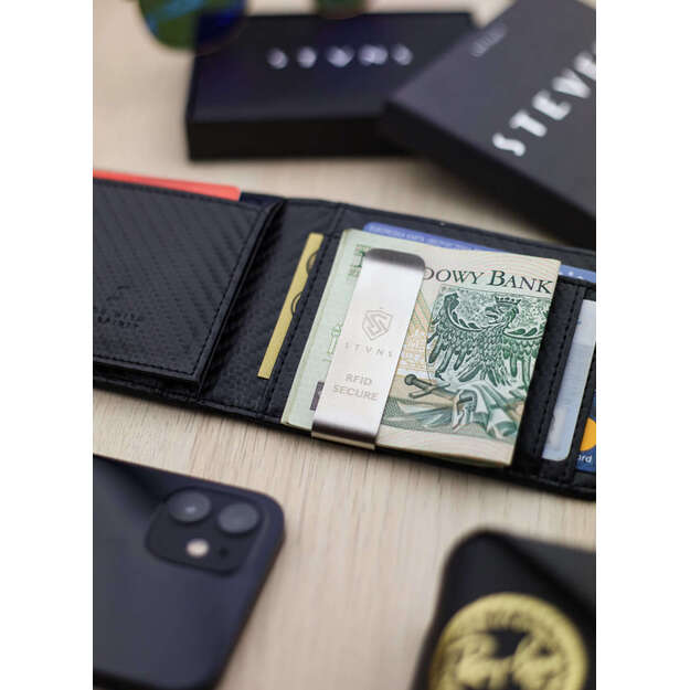 Vyriška plona piniginė, kortelių dėklas su RFID F02 carbon