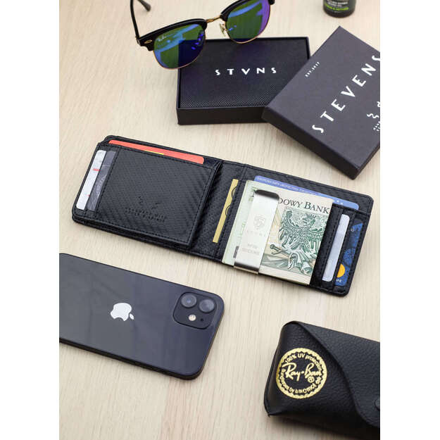 Vyriška plona piniginė, kortelių dėklas su RFID F02 carbon