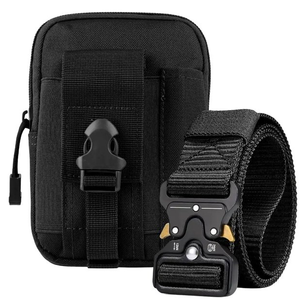 Vyriškas karinis taktinis krepšys prie diržo + diržas S30 juodas
