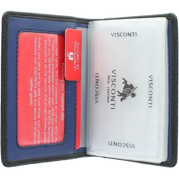 Vyriškas kortelių dėklas Visconti VSL-24 Blk/Cobalt