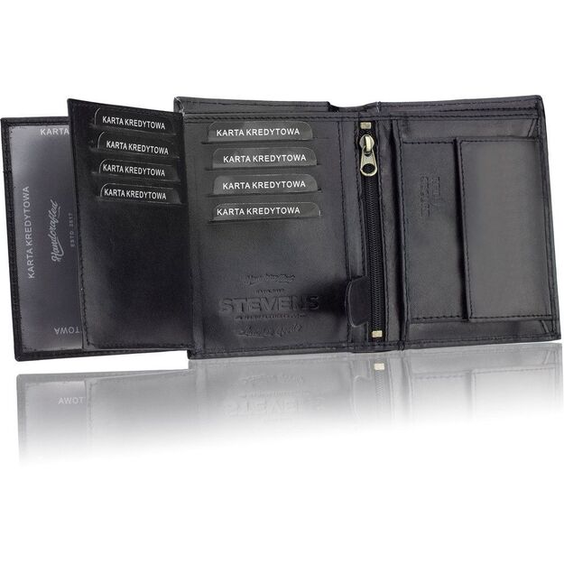 Vyriška odinė piniginė Stevens Z03-326, juoda